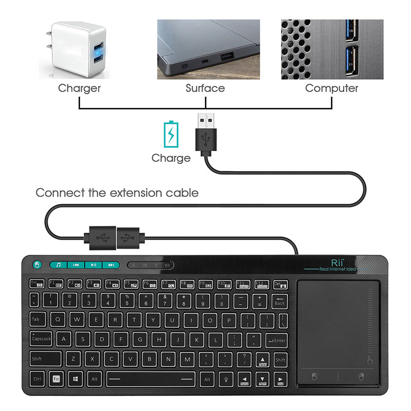 RGB Backlit Keyboard Wireless USB With Touchpad | Multimedia Keys CHIEFTEC