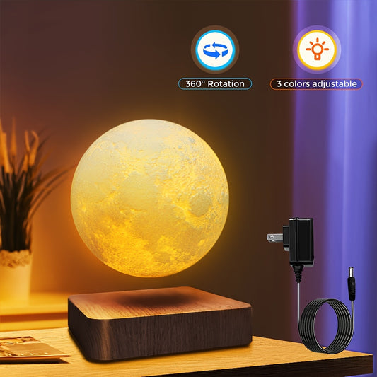 Levitating Moon Lamp, Magnetic Floating Moon Lamp Spinning Luna Night Light with 3 Color Modes, for Home Office Desk Decor, Bedroom Unique Lamps, Cool Tech Gadgets Gift, Lamp For Bedroom, Table Lamp For Bedroom, Lamps For Bedroom