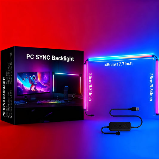 RGBW Gaming LED Strip Lights for Monitors - 24/32 Inch USB- Smart RGBW Backlight with Remote & Motion, 14+26 LED Screen for PC/Laptop, RGB Sync Compatible for Gaming Setup, RGBW Color Changing Lights for E-Sports Room
