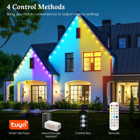 Permanent Outdoor Lights - 101FT RGB String Lights With IP67 Waterproof Eave Lighting