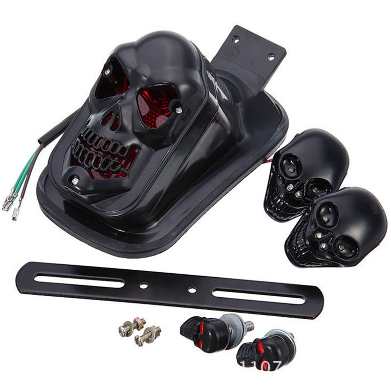 LED Motorcycle Taillights - ABS Material Red Lens Tail Light Set for Cruiser & Chopper