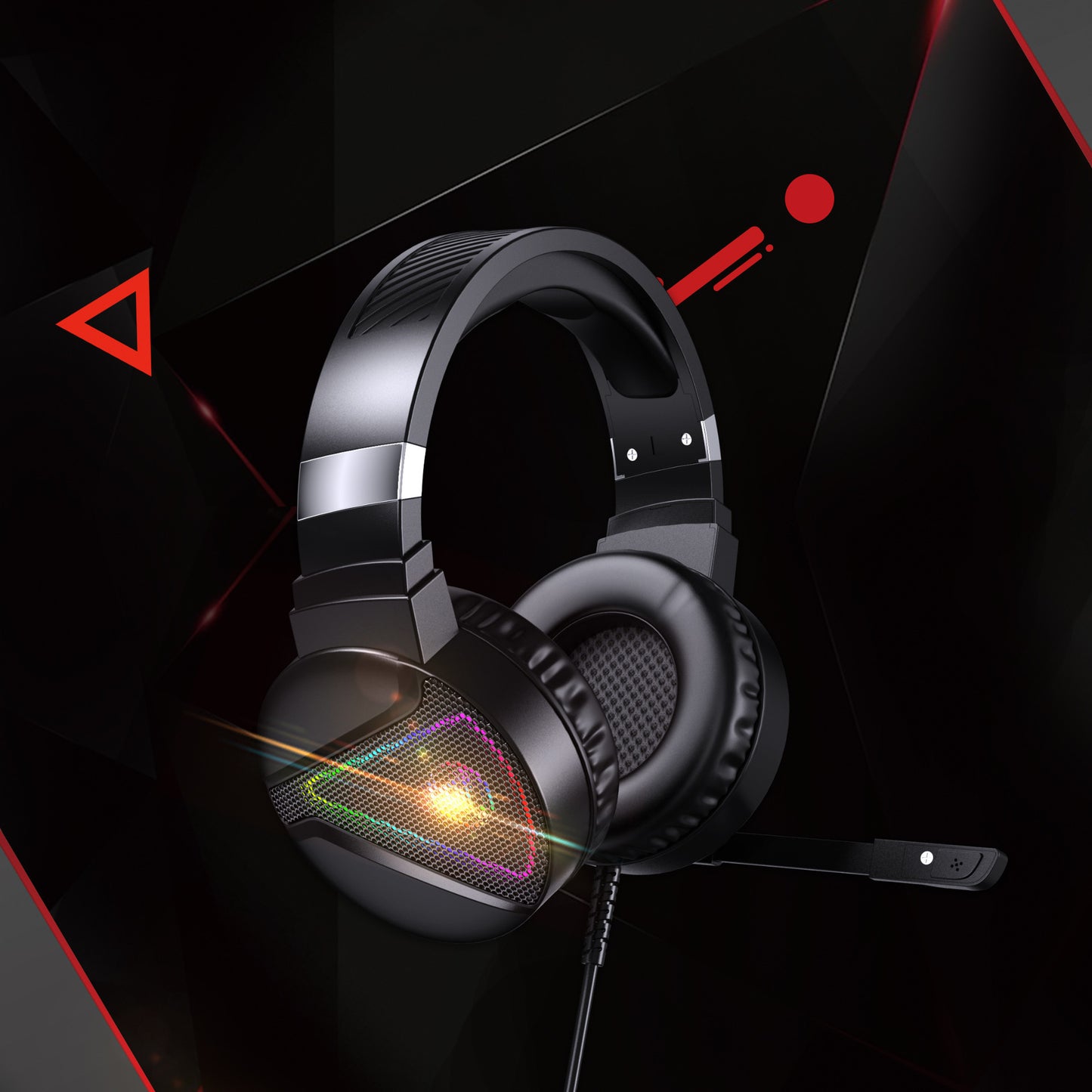 RGB Gaming Headset - Wired ABS Material Headphones With Mic, USB Plug