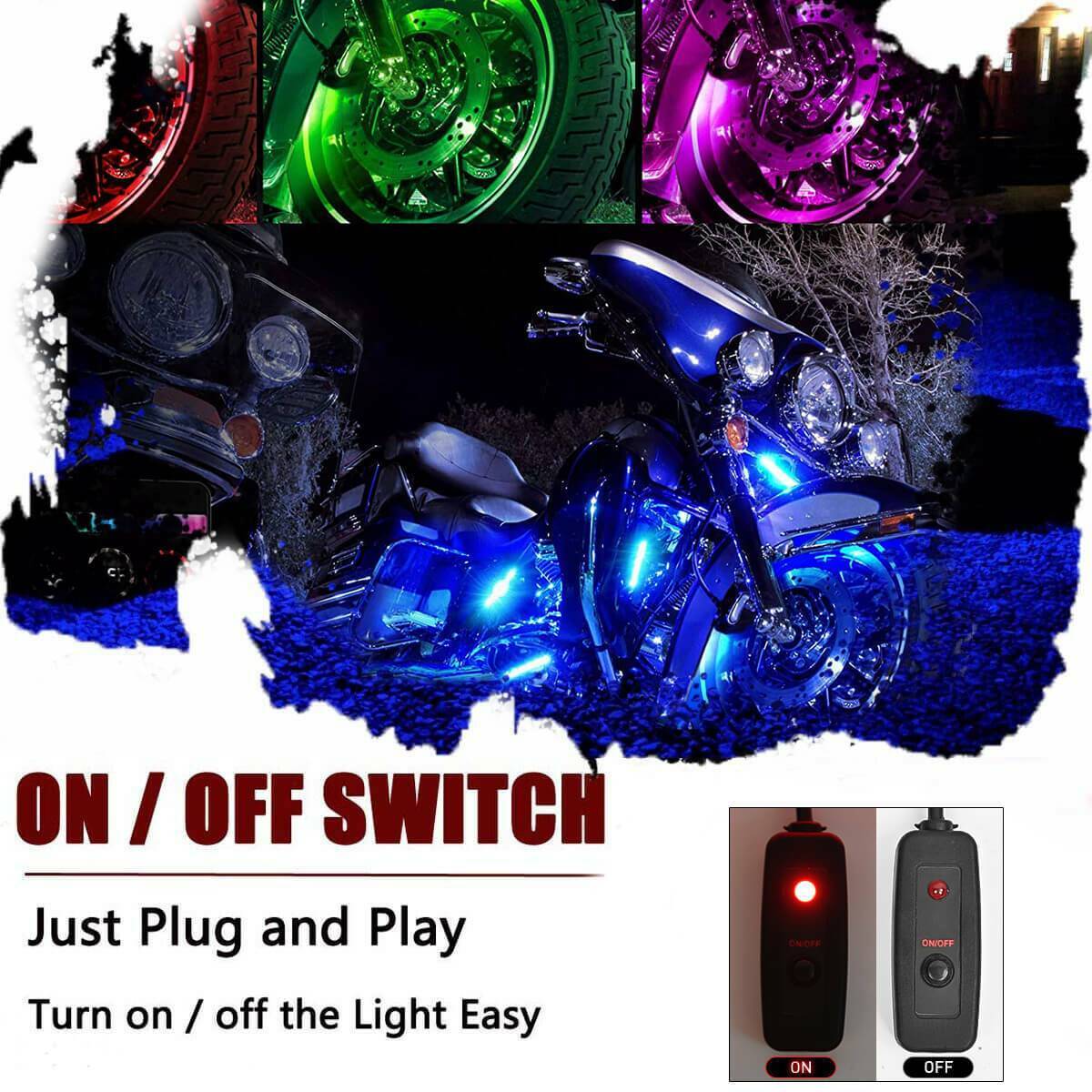 Motorcycle Led Light Kit - RGB Underglow Lights With App Control & Waterproof Design