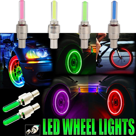 Automobile Tire Valve Lights - Waterproof Stainless Steel Wheel LED Caps