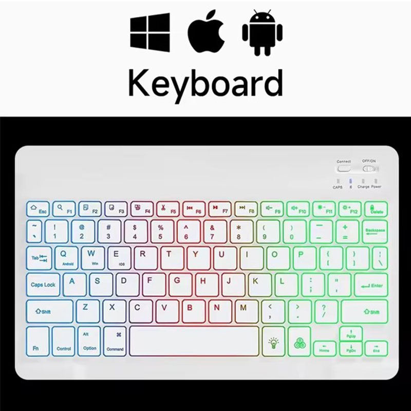 Wireless Bluetooth Keyboard - RGB Backlight, Compact 10 Inch Portable Design