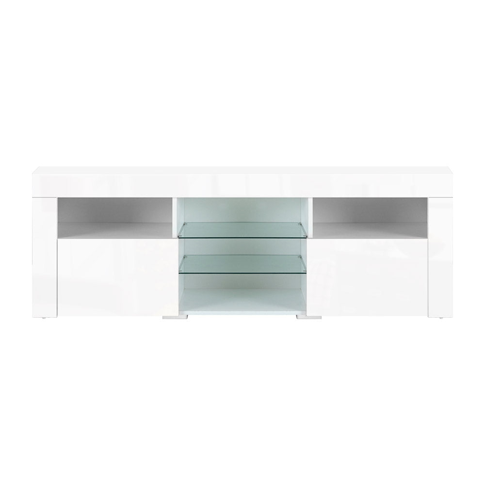 LED TV Cabinet – Modern Entertainment Unit With RGB LED Lighting, Push-To-Open Cabinets