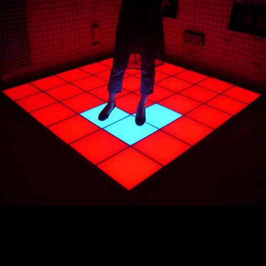 Commercial Furniture IP66 DMX RGB Color Changing Led Light Dance Floor Temple Glass Pressure Sensitive 3D Nightclub Floor