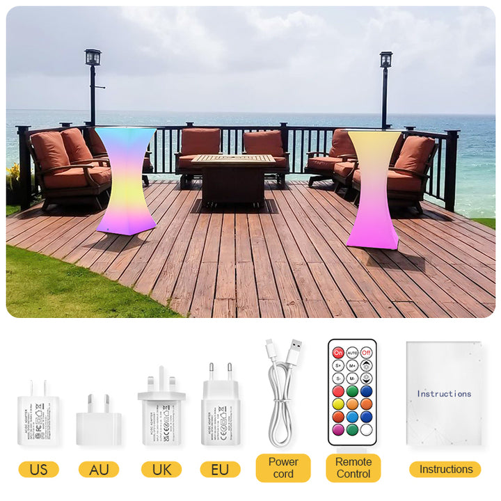 Colorfuldeco RGB Color-Changeable Battery-Rechargeable Outdoor Plastic LED Bistro Table-for Hotels KTVs Wine Cellars Clubs