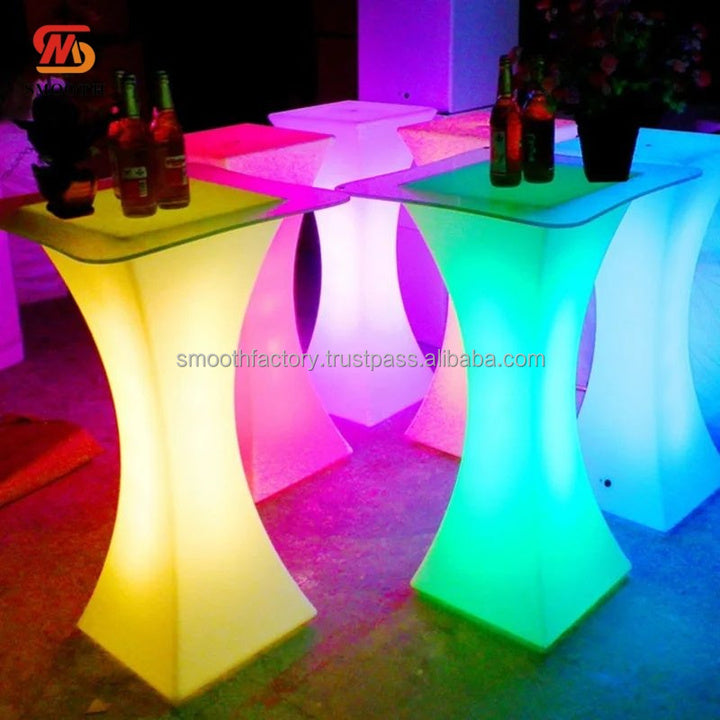 SMOOTH Wholesale Glow Bar Furniture Wine Cake Plinth Night Club Party RGB LED Light Cocktail Bar Table for Wedding Event Party