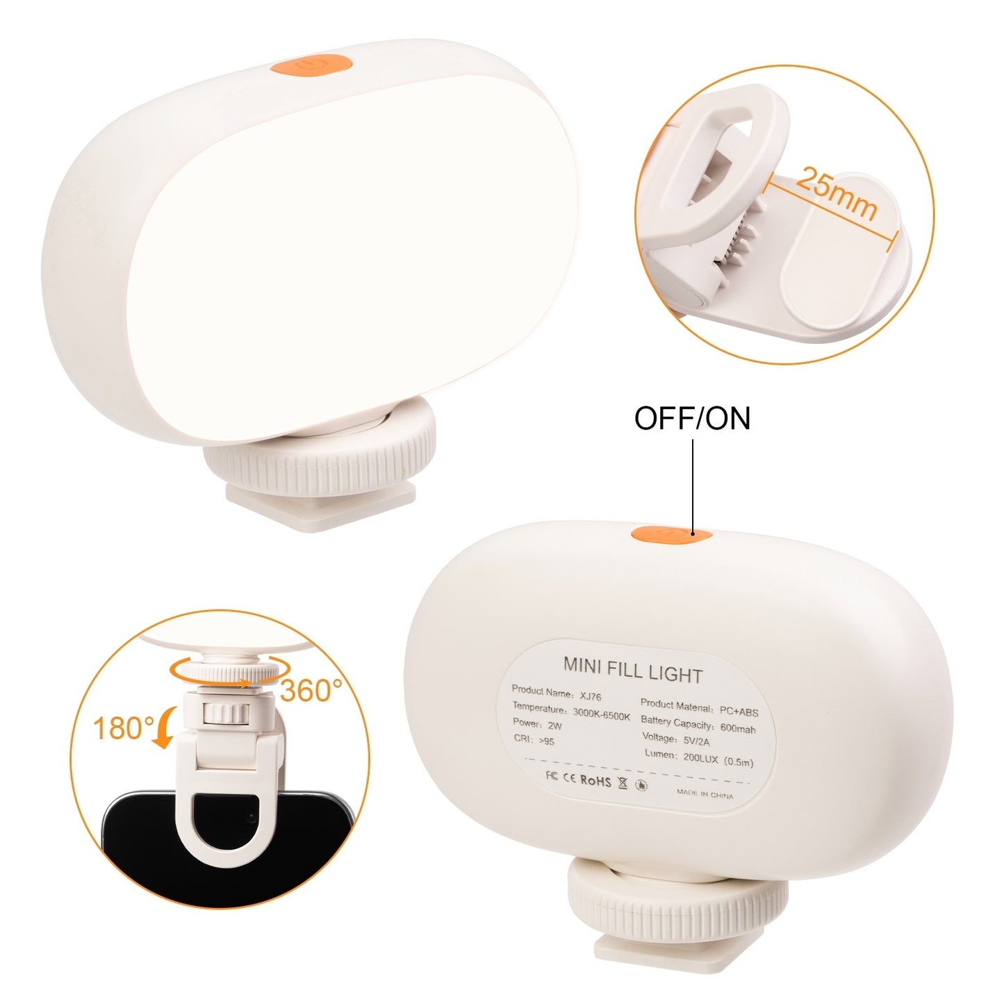 Mini RGB Camera Light - Portable LED Fill Light with Adjustable Color Temperature