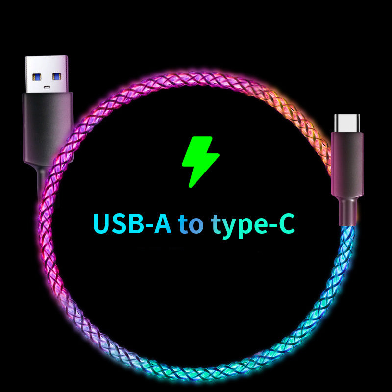 RGB Luminous Data Cable – Fast Charging USB Type-C & Apple Lightning Cord 81W