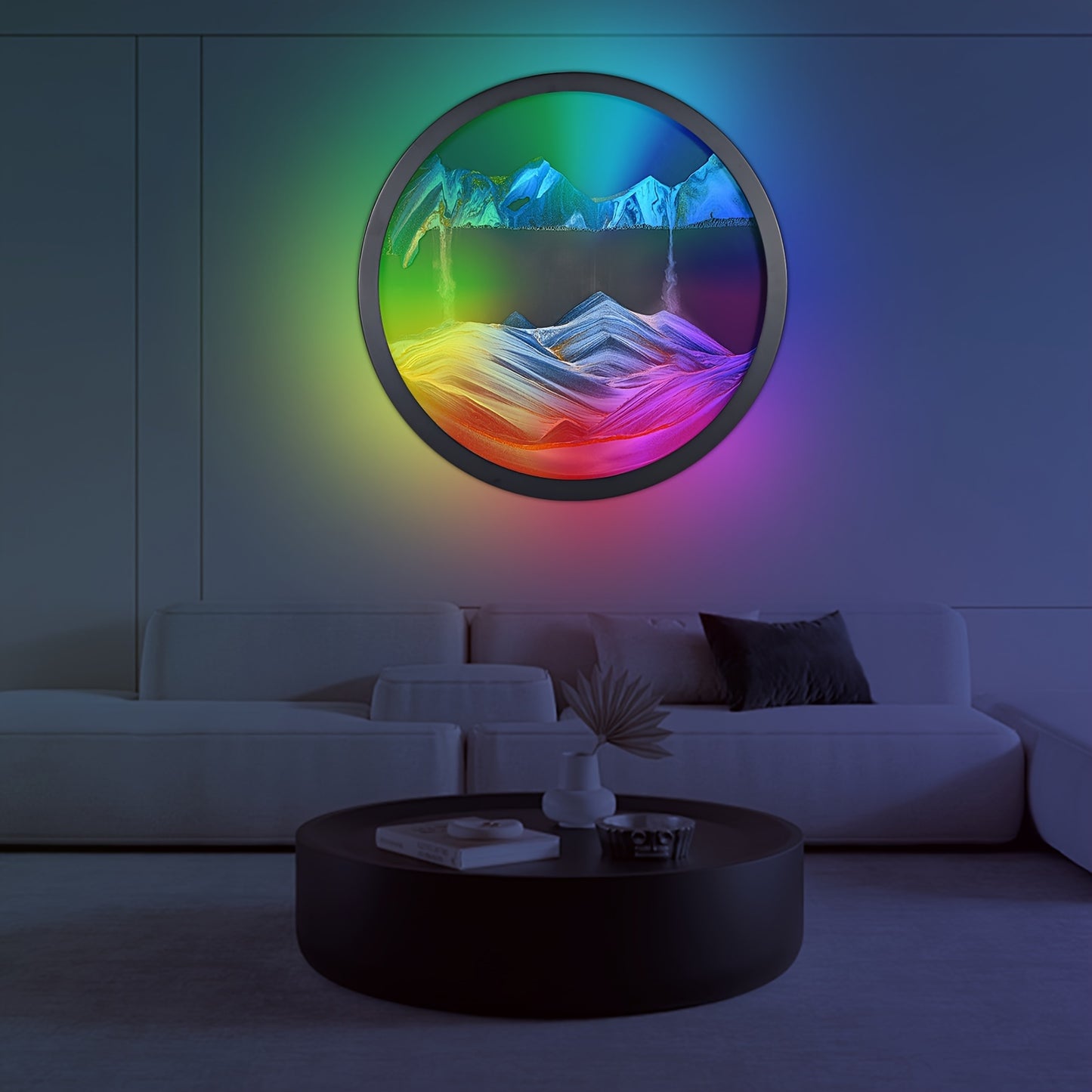 Moving Sand Art With LED Wall Sconce, Sand Art Wall Mounted Lamps, Battery Operated Wall Sconce With Remote Control, 16 RGB Colors Changeable Dimmable, Touch Control Wall Decor