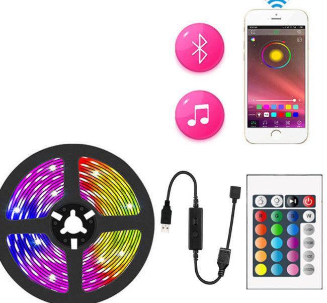 Rgb Led Light Strip - Colorful Dimmable 5050 Waterproof Tape With Remote Control