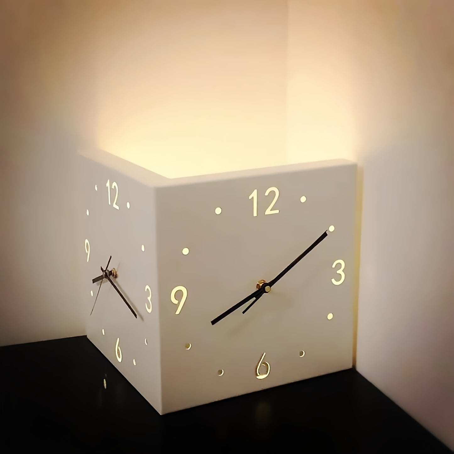 Double Sided Modern Wall Lamp Sensor Light LED Battery Operated Decorative Wall Lamp with Pendulum Unique Wall Mounted Light Angle Corner Clock for Bedroom Living Room Office