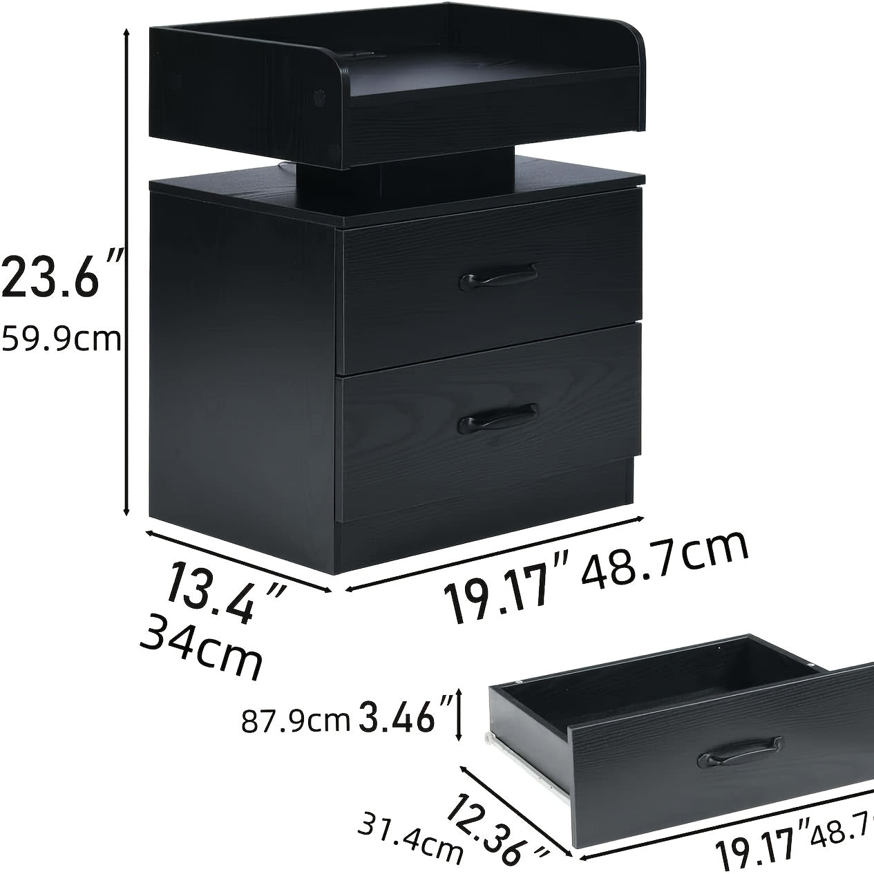 Halloween Decoration Nightstand With Charging Station, Night Stand With LED Lights, Modern Led End Table Nightstand For Bedroom, Night Stand With 2 Drawers, Bed Side Table With Storage For Living Room, White/Black/Grey