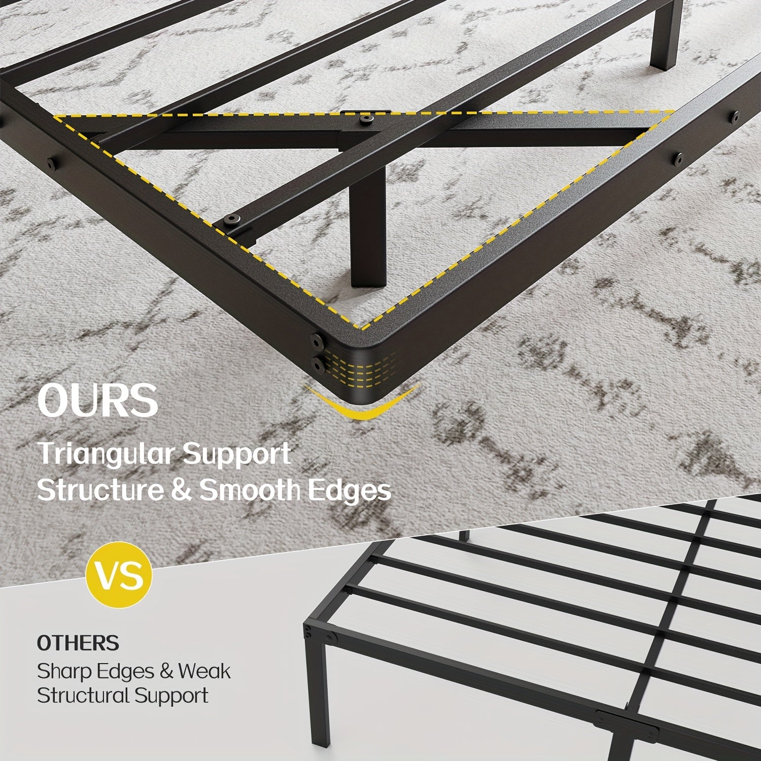 Dayago Queen Size Floating Bed Frame with USB Charging Station & Blue LED - Heavy-Duty Metal Platform Bed, No Box Spring Needed, Low-Profile Modern Bed Frame for Queen Beds, Easy Assembly ( Plug)