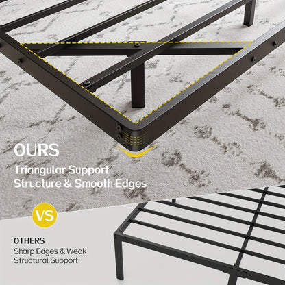 Dayago Queen Size Floating Bed Frame with USB Charging Station & Blue LED - Heavy-Duty Metal Platform Bed, No Box Spring Needed, Low-Profile Modern Bed Frame for Queen Beds, Easy Assembly ( Plug)