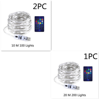 Bluetooth LED Light Chain - USB Powered RGB LED String Lights With Remote Control