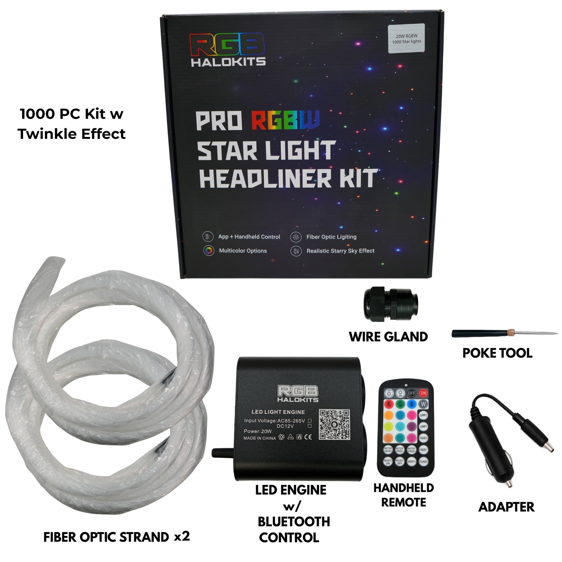 RGBW Twinkle Starlight Headliner Kit – 650 or 1,000 Stars