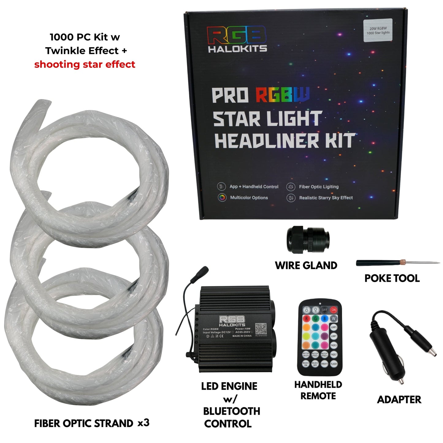 RGBW Twinkle Starlight Headliner Kit – 650 or 1,000 Stars