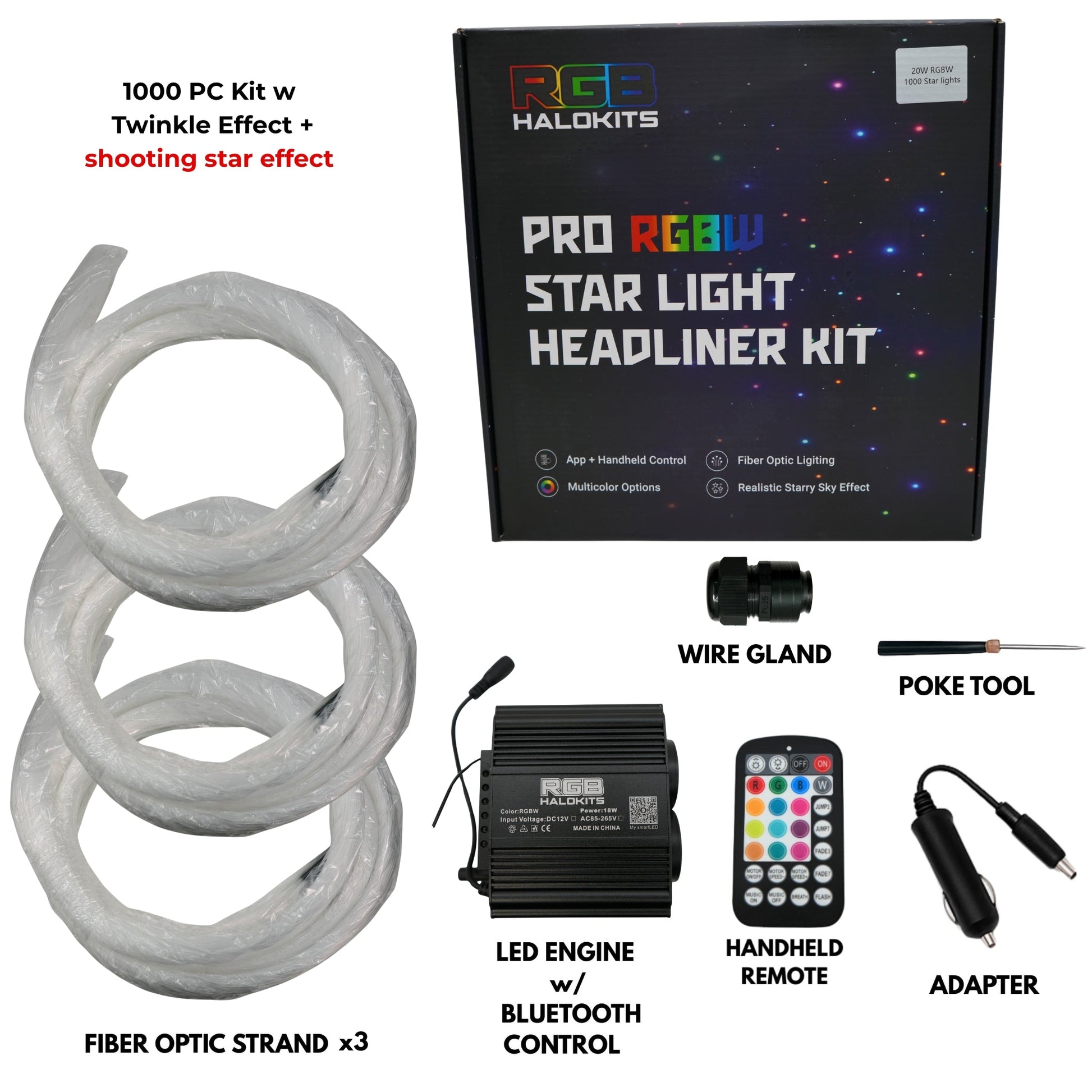 RGBW Twinkle Starlight Headliner Kit – 650 or 1,000 Stars