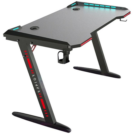 Gaming Desk RGB - Raptor Gaming GT100 120x60cm Compact Black LED Light Table