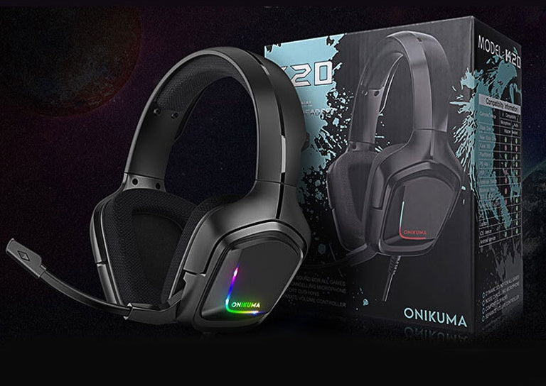 RGB Wired Headset - Gaming Headphones with Microphone, Braided Cable & Cloth Ear Cushions