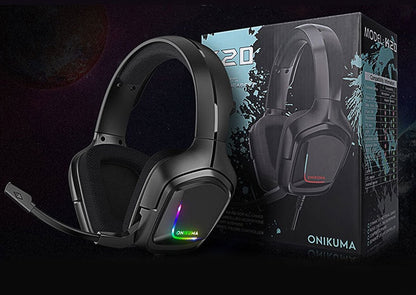 RGB Wired Headset - Gaming Headphones with Microphone, Braided Cable & Cloth Ear Cushions