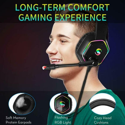 RGB Gaming Headset – 7.1 Surround Sound, Noise Cancelling Mic & LED Light Headset