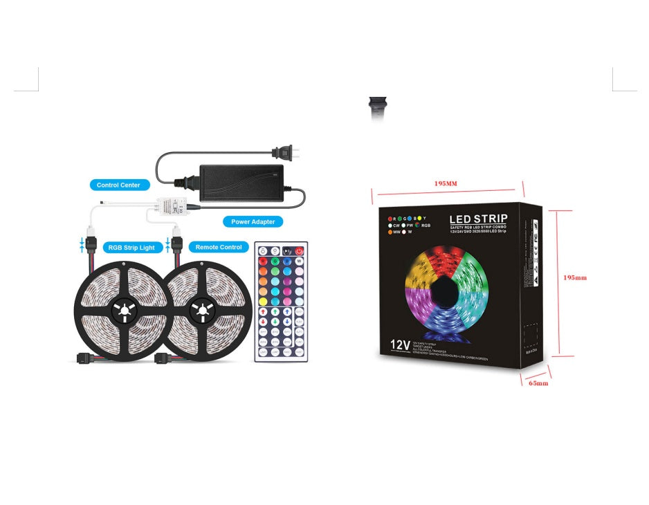 LED Strip Light - RGB 5050 Waterproof 12V Flexible Color Changing Roll