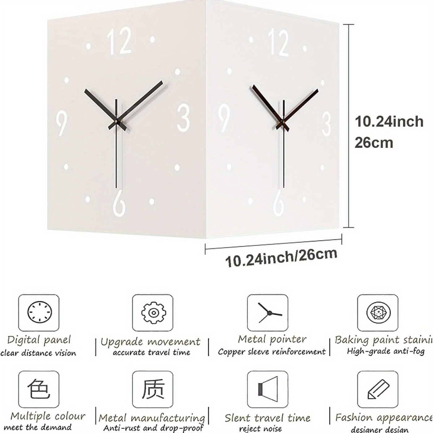 Double Sided Modern Wall Lamp Sensor Light LED Battery Operated Decorative Wall Lamp with Pendulum Unique Wall Mounted Light Angle Corner Clock for Bedroom Living Room Office
