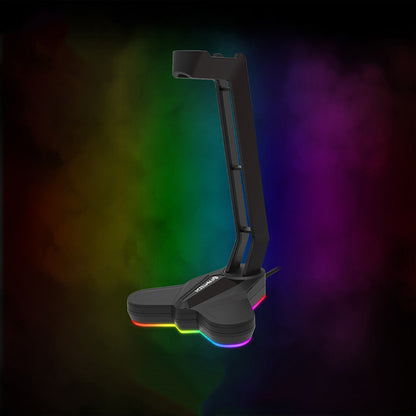 RGB Headphone Holder - LED Illuminated Triangular Non-Slip Headset Stand