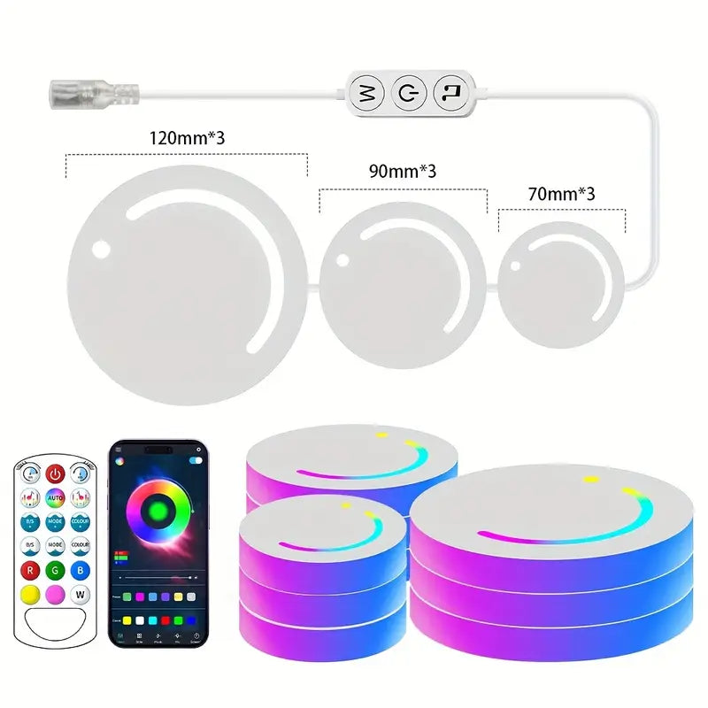 1 Set of 9pcs Romantic Atmosphere LED Lights, Smart RGB, APP Control, Unit Jump Dimming And Music Rhythm, Suitable for Banquet Hall Family Gatherings And Holiday Living Room Decoration, Easter, Mother'S Day And Christmas Gifts
