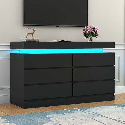 Dresser For Bedroom With 6 Drawers, Closet Organizers And Storage, Modern Chest Of Drawers, Double Dresser With Power Outlet & Led Lights, Wide Drawer Organizer Cabinet For Living Room, Entryway, Hallway, Storage Drawer Units