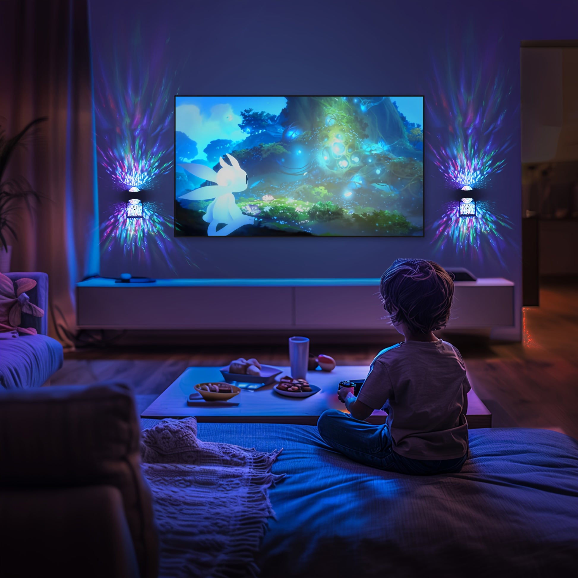 2-Pack RGB LED Night Light with Motion Sensor, 9 Color Changing Modes & Star Projector, Auto On/Off Dusk to Dawn, Modern Wall Lamp with Diamond Lens, Plug-in Ceiling/Wall Mounted Light for Bedroom, Hallway, Playroom, Party Decor - Ideal Gift for Halloween, Christmas, Birthday (US Plug, 120V, Energy-Efficient LED) - Easy Installation, No Wiring Required, Cute Night Light, Bedroom Lamp