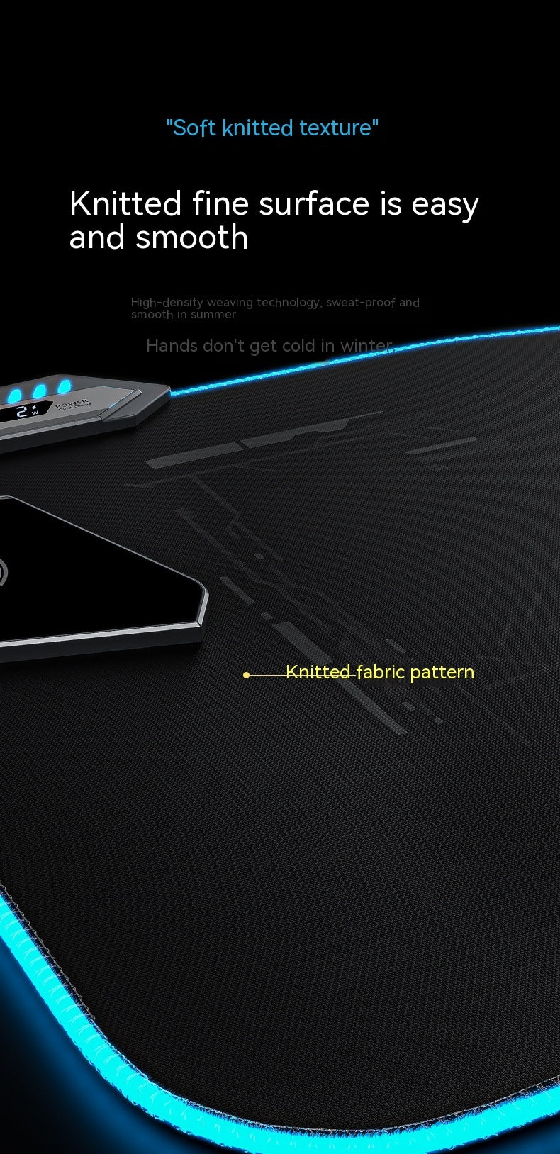 Wireless Charging Mouse Pad - RGB Gaming Mat with USB Hub & Cloth Surface