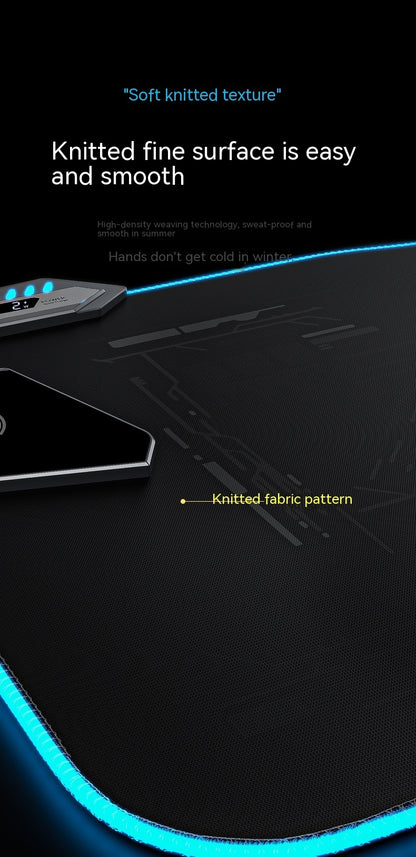 Wireless Charging Mouse Pad - RGB Gaming Mat with USB Hub & Cloth Surface