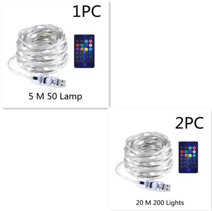 Bluetooth LED Light Chain - USB Powered RGB LED String Lights With Remote Control