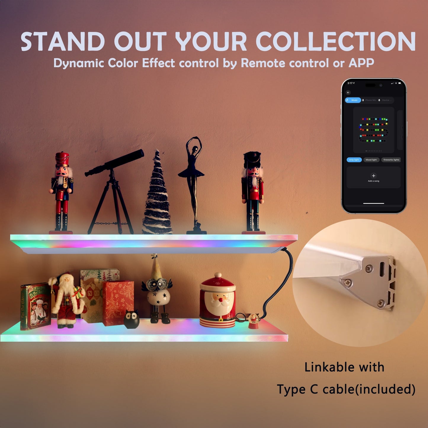 LED RGB SMART Floating Shelf Light, Work with App And Remote Control,, Aluminum Wall Mounted Acrylic Holding Plate Emitting Shelves for Living Room, Gaming Room, Bathroom Bedroom, 2sets, Can Support Upto 20lbs, Smart Home Storage, Remotecontrolled Shelf, Sleek Wall Shelf, Contemporary Design, Aluminum Construction, Highquality Acrylic, Adjustable Shelving, Iot Shelf Light, Home Organizers, Gamers Setup