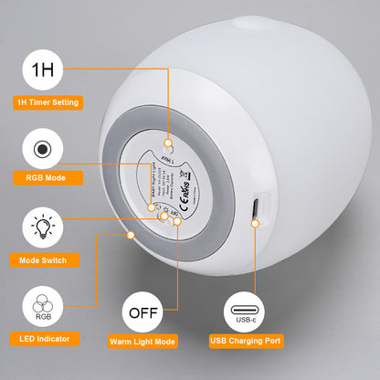 Usb Rechargeable Lamp - RGB Silicone Desk Light With Ambient Color Changing