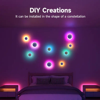 1 Set of 9pcs Romantic Atmosphere LED Lights, Smart RGB, APP Control, Unit Jump Dimming And Music Rhythm, Suitable for Banquet Hall Family Gatherings And Holiday Living Room Decoration, Easter, Mother'S Day And Christmas Gifts