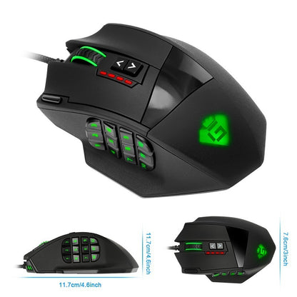 RGB Gaming Mouse - Ergonomic Backlit Mouse With 18 Programmable Buttons & High DPI