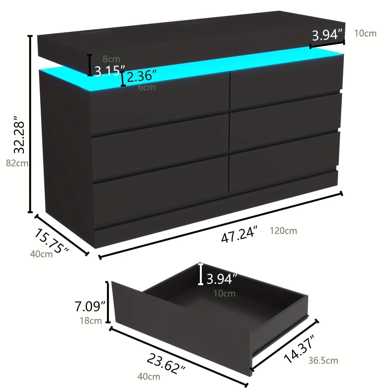 Dresser For Bedroom With 6 Drawers, Closet Organizers And Storage, Modern Chest Of Drawers, Double Dresser With Power Outlet & Led Lights, Wide Drawer Organizer Cabinet For Living Room, Entryway, Hallway, Storage Drawer Units