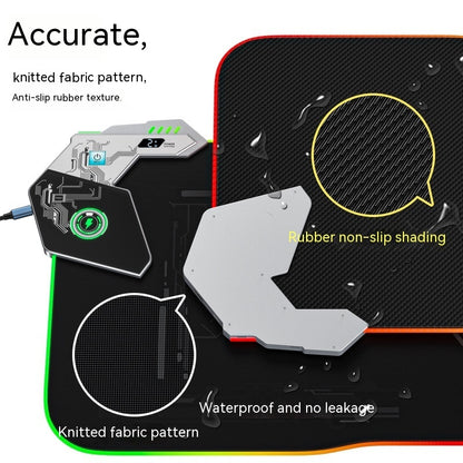Wireless Charging Mouse Pad - RGB Gaming Mat with USB Hub & Cloth Surface