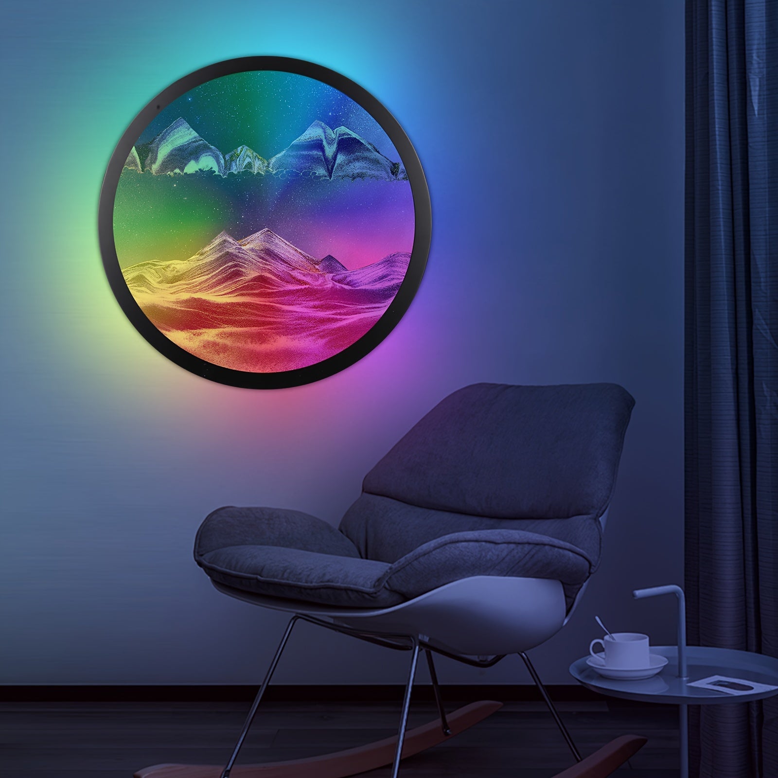 Moving Sand Art With LED Wall Sconce, Sand Art Wall Mounted Lamps, Battery Operated Wall Sconce With Remote Control, 16 RGB Colors Changeable Dimmable, Touch Control Wall Decor