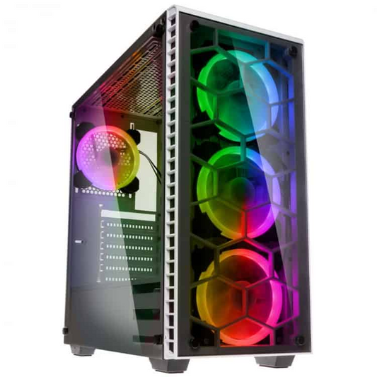 Kolink Observatory RGB White Tower Case - Built-In RGB Fans, USB 3.0 Ports