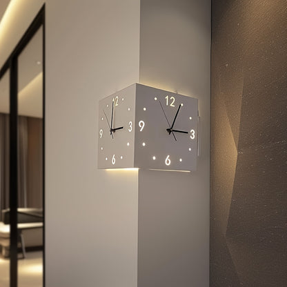 Double Sided Modern Wall Lamp Sensor Light LED Battery Operated Decorative Wall Lamp with Pendulum Unique Wall Mounted Light Angle Corner Clock for Bedroom Living Room Office