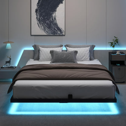 Sturdy Metal Bed Frame with LED Lighting - Heavy-Duty, Under-Bed Storage, No Box Spring Needed, Mattress Foundation, Durable, Easy Assembly, Space-Saving Design