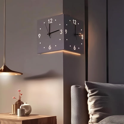 Double Sided Modern Wall Lamp Sensor Light LED Battery Operated Decorative Wall Lamp with Pendulum Unique Wall Mounted Light Angle Corner Clock for Bedroom Living Room Office
