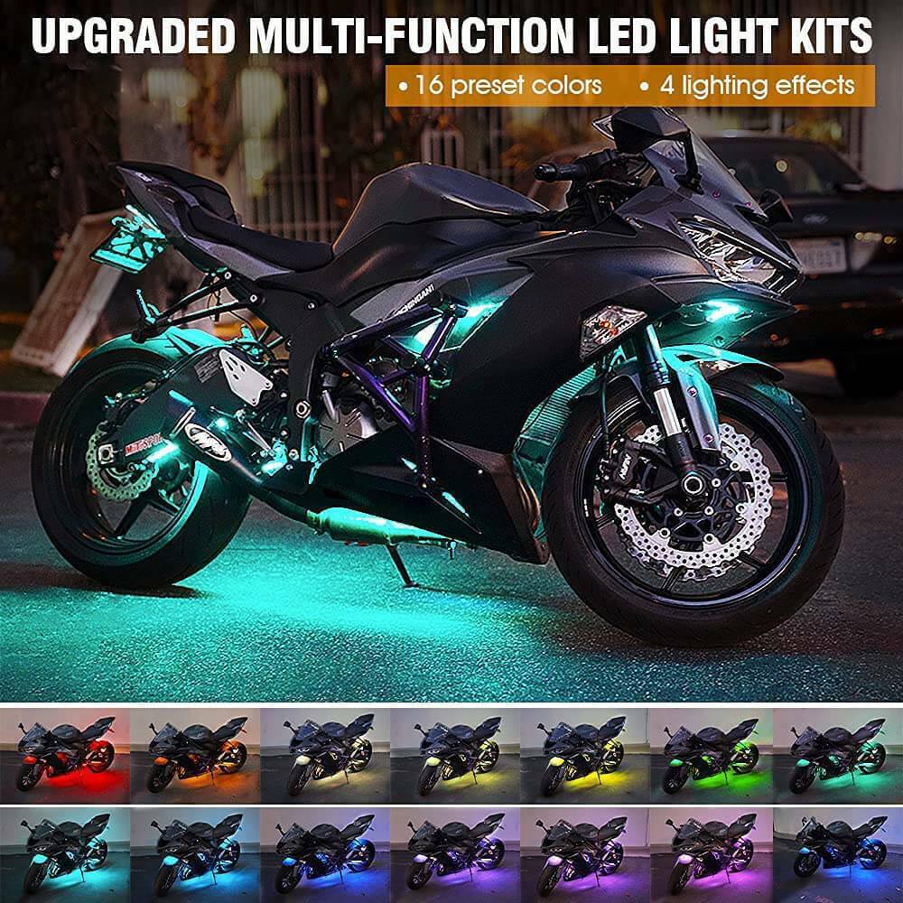 Motorcycle Led Light Kit - RGB Underglow Lights With App Control & Waterproof Design